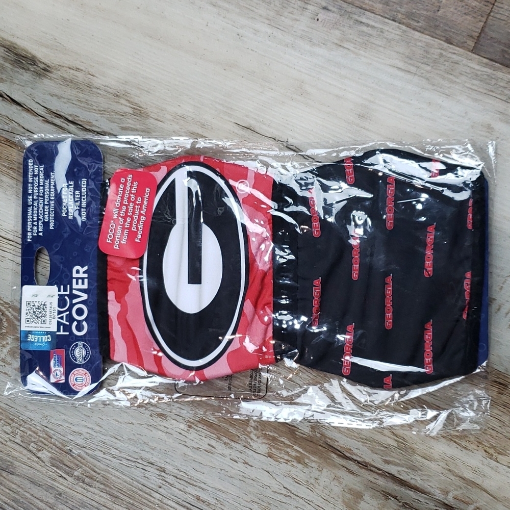 NWT Collegiate Licensed Product Georgia Bulldogs 2 Unisex Cloth Face Masks